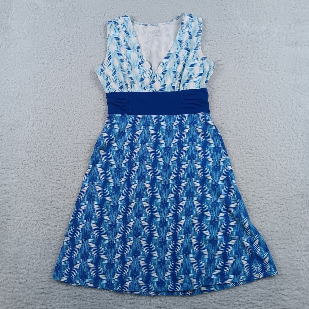 Patagonia‎ Dress Kamala Women XS Blue Abstract Palm Empire Waist 58906SP16